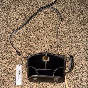 Dooney & Bourke Mini Domed Black and Cream Crossbody Bag